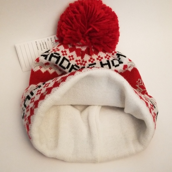 Knitted adult beanie with pom poms - Picture 2 of 2